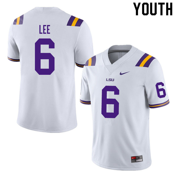 Youth #6 Devonta Lee LSU Tigers College Football Jerseys Sale-White - Click Image to Close